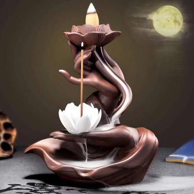 Stress Relief Fragrance Backflow Incense Burner Waterfall Oke Gift Easy Clean Ornament Fountain Stick Holder Home Decor