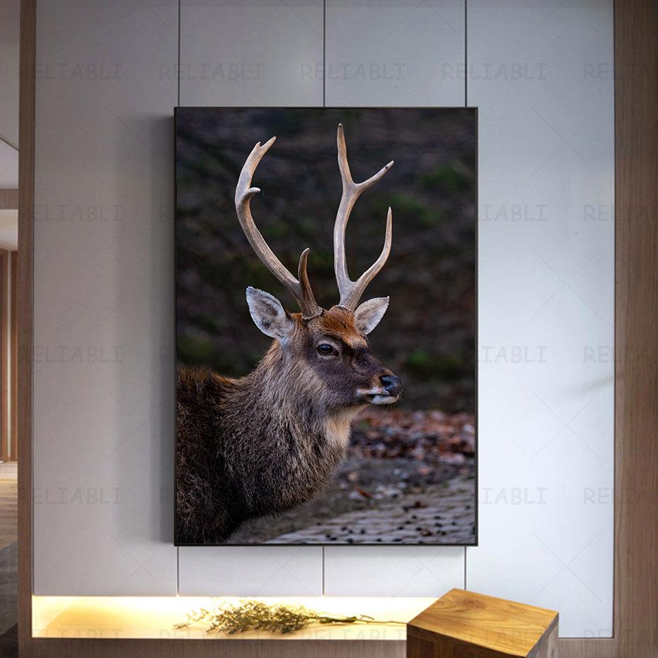 Deer In Forest Canvas Painting Animal Wall Art Picture Posters and Prints for Living Room Decor Porch Home Decoration Cuadros