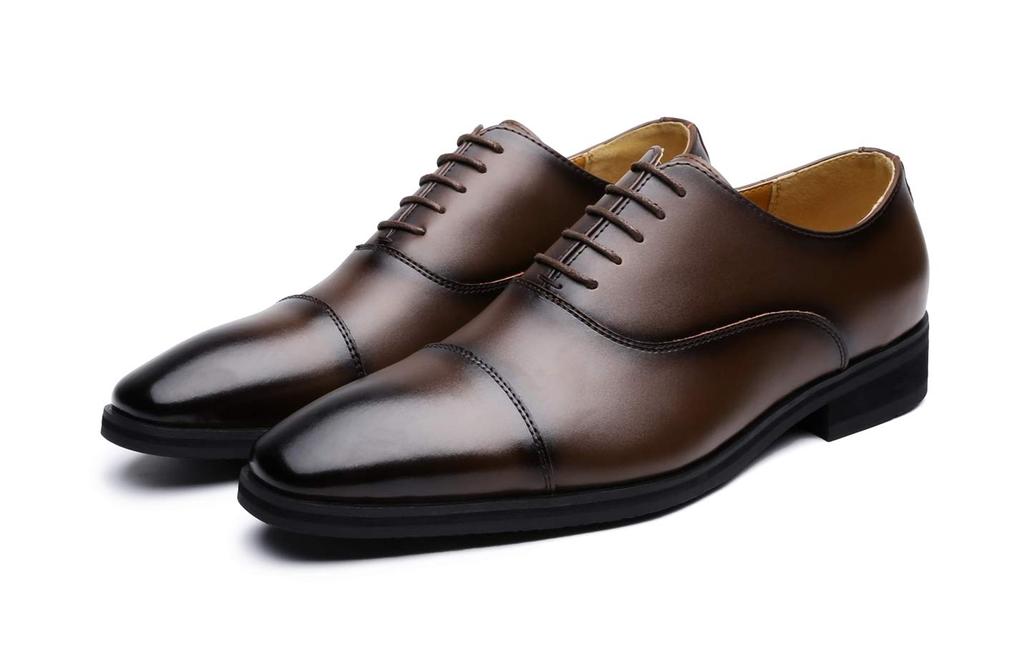 Jo Marino Men's Genuine Leather Business Shoes, Straight-Tip Dress Shoes, Non-Slip, Inner Wingtip, Size 1190 (Size 25.5, Dark Brown)