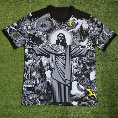 Maglia da Allenamento Estiva Calcio Edizione Speciale Brasile Jesus Nero Grigio Maglia da Calcio Adulti Bambini Outdoor Asciugatura Rapida T-shirt