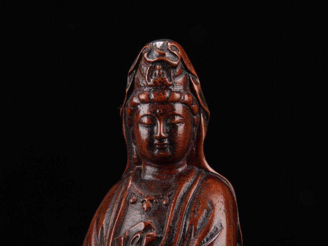 

Chinese Vintage Rosewood Carved Kwan-yin Statue Wooden Sculpture Home Decor Art CHINA