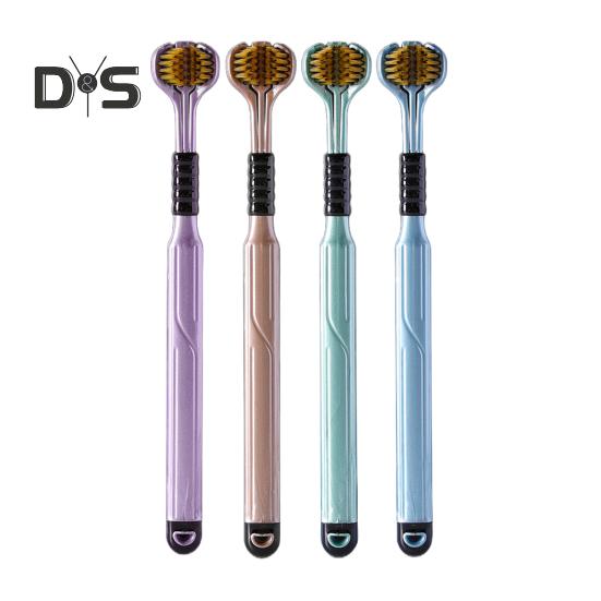 2Pcs Three-Sided Toothbrush Soft Bristles Ergonomic Handle Adult Toothbrush Portable Travel Companion Toothbrush
