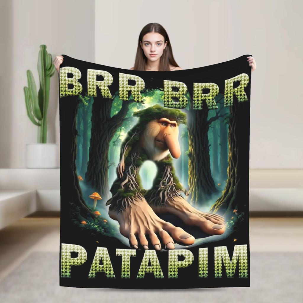 Italian Brainrot Tralalelo Tralala Tung Tung Tung Sahur Meme Fleece Blanket Throw Blanket for Bed Sofa Couch Plush Thin Quilt
