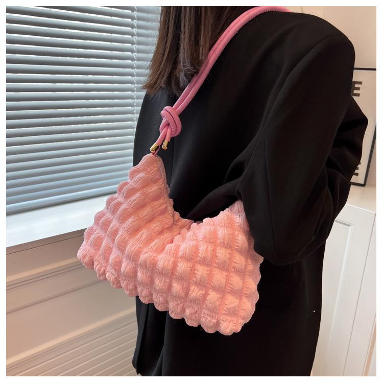 Women's bag new small fresh soft underarm pleated bag fashionable atmosphere simple shoulder bag