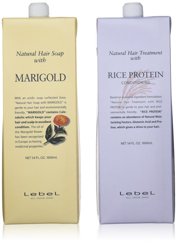 Lebel Natural Hair Soap MG Marigold 1600ml, Treat RP Rice Protein 1600ml Set