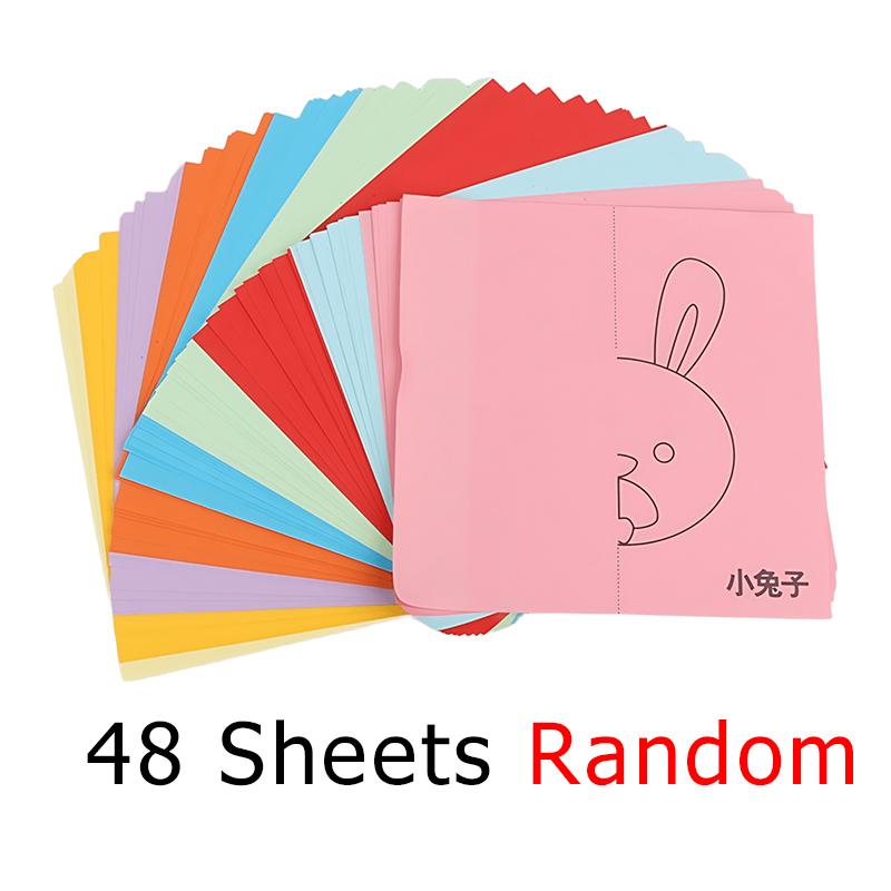 48Sheets Paper Cut Scissors Available Multicolor Lines Animals Vehicles Paper Cutting Gifts Handmade Activities Party Favors ZYF