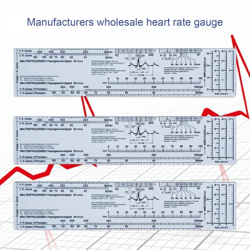 Heart Rate Scale Ruler Heart Rate Measuring Tool Caliper for Interpretation, Electrocardiogram Ruler Measuring Ruler