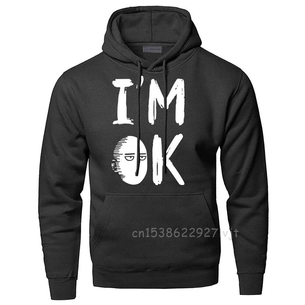 I Am OK One Punch унисекс Сайтама толстовки унисекс забавные аниме толстовки с капюшоном Harajuku пуловер с капюшоном Harajuku толстовка женская унисекс толстовка L