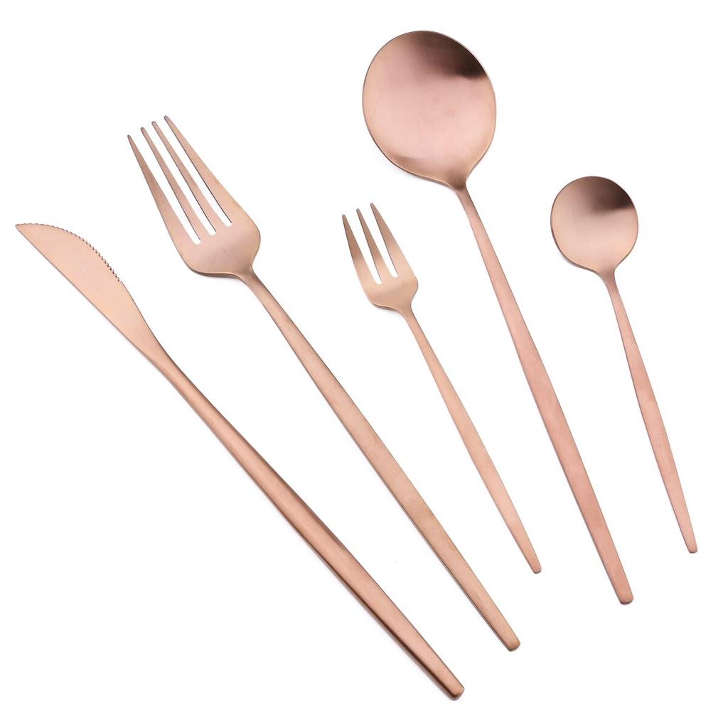 20Pcs Matte Red Gold Dinnerware Set Western Stainless Steel Flatware Knife Cake Fork Tea Spoon Cutlery Set Kitchen Tableware Silverware