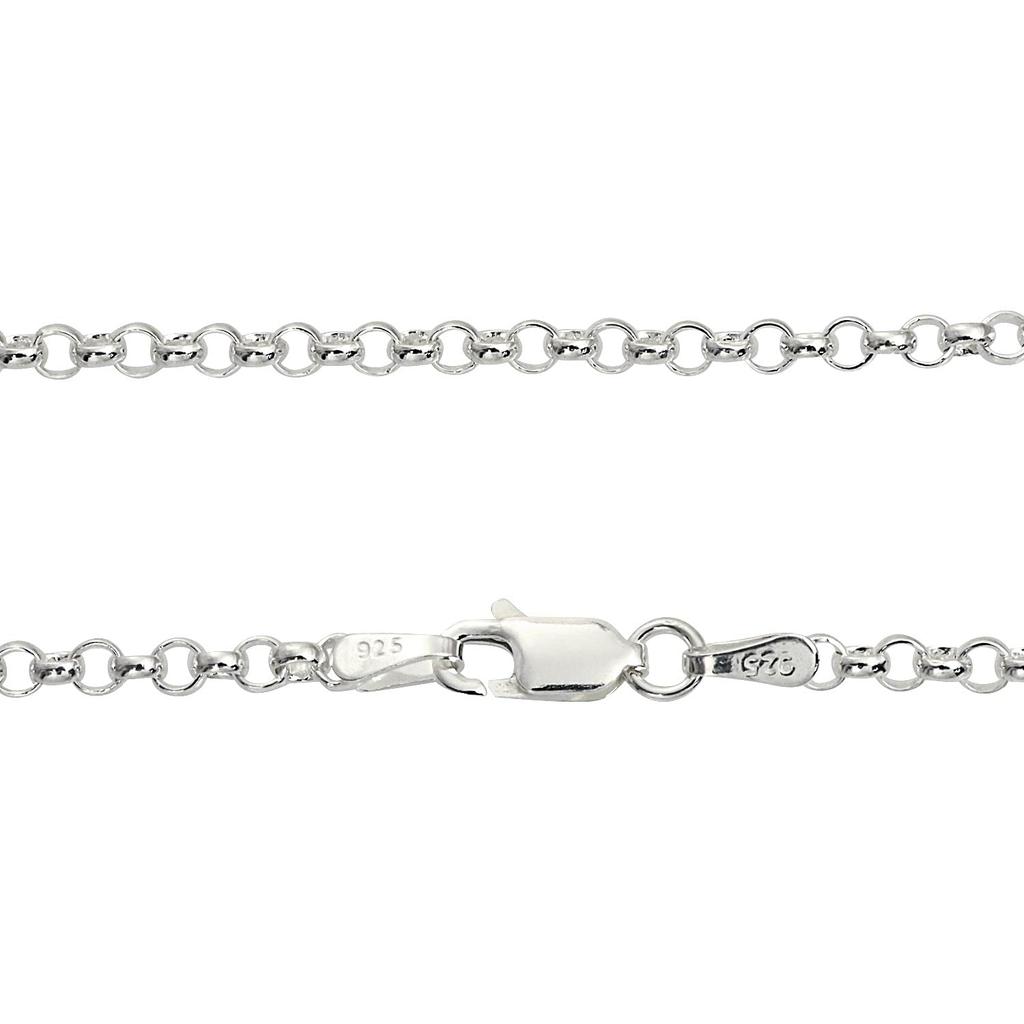 Sears Roll Chain Silver SV 55cm Necklace, 925, 2.7mm Wide,