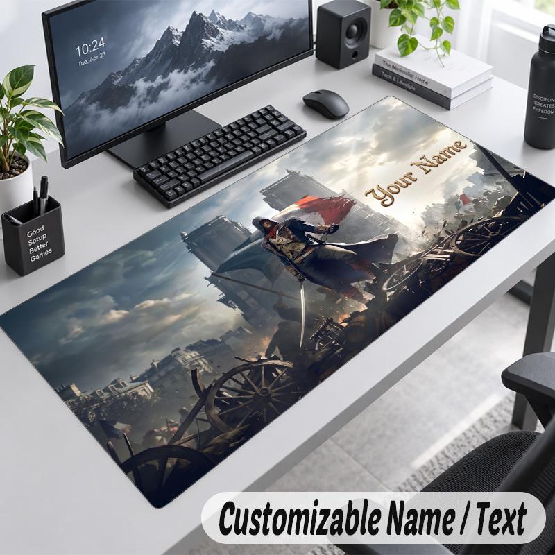 Assassin's Creed Personalized Large Mouse Pad Custom Name Text Extended Desk Mat Gaming Mousepad