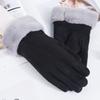 Autumn and Winter Warm Riding Ladies Deerskin Velvet Gloves Cute Korean Fashion Outdoor Velvet Padded Touch Screen Gloves.