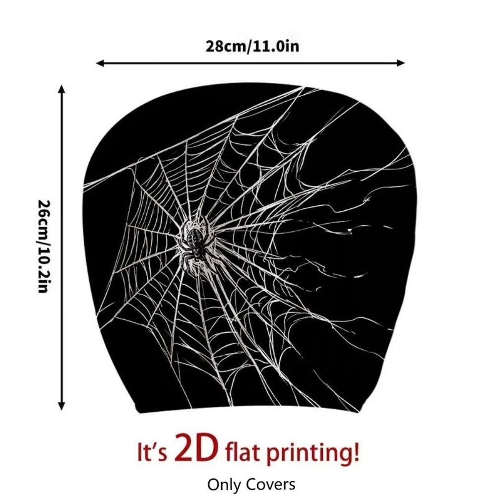 2PCS Cool Decorations Car Pillowcase Spider Web Car Seat Headcover Gift for Car Lover