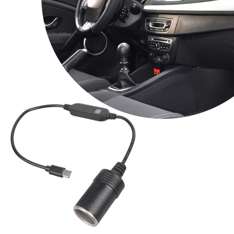 Power Converter Plastic Construction Compact Type C To 12V Car Lighter Female Converter For Electronic Devices