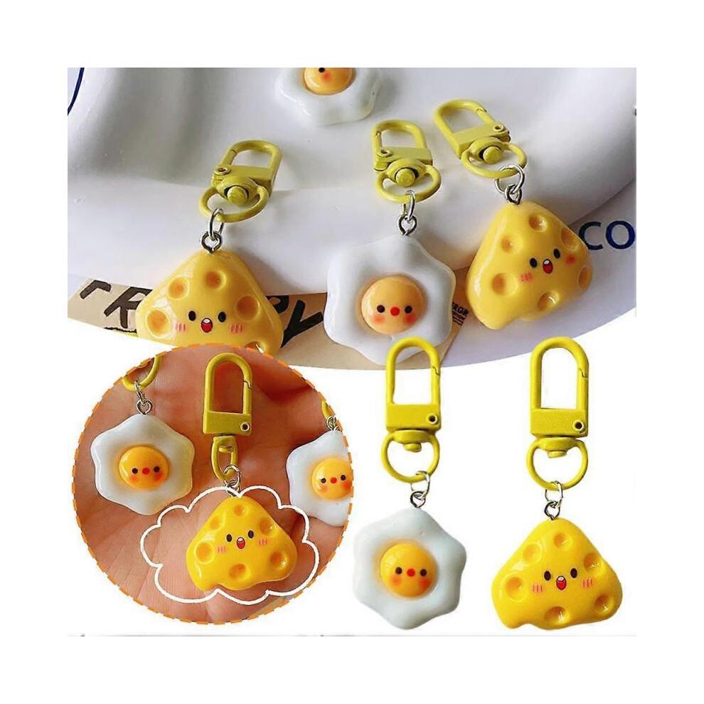 Cujmh Resin Fried Egg Keychain Cute Simulation Food Pendant Bag Charm Accessory
