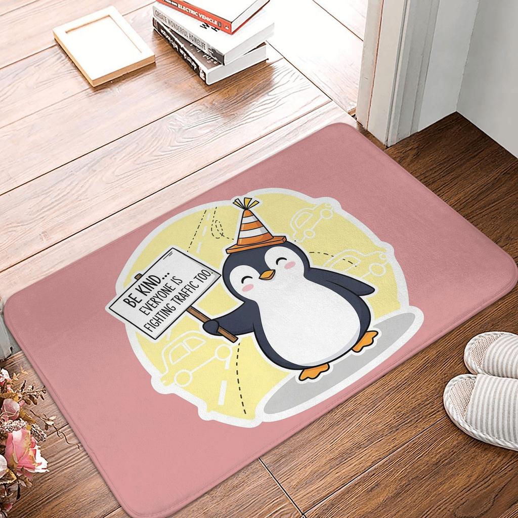 Be Kind on the Road A Penguin's Guide to Patience and Empathy in Traffic Non-slip Doormat Floor Mat Home Balcony Footpad Mats