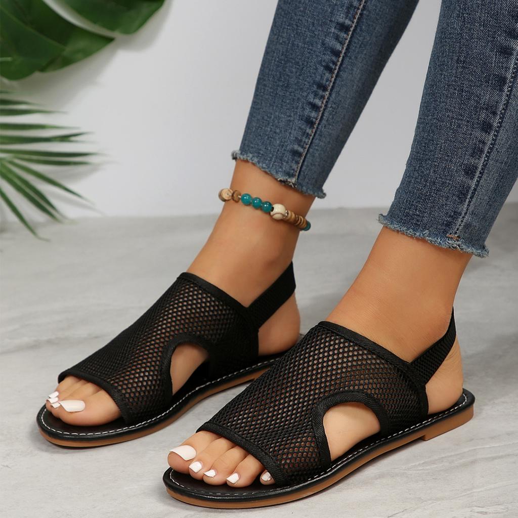 Women Mesh Breathable Flat Slide Sandals Lightweight Comfortable Slip On Casual Beach Shoes for Outdoor Indoor Use