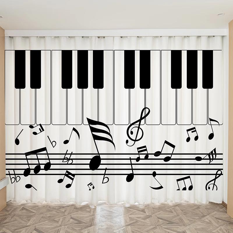 Özel Perde Piyano Davul Keman Gitar Müzik Notalı Perde Müzik Stüdyosu Çocuk Odası Pencere Perdesi