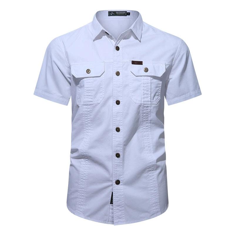 Summer Short Sleeved Shirt Men's Workwear Cotton Workwear Inch Shirt Outdoor Loose Men's Shirt