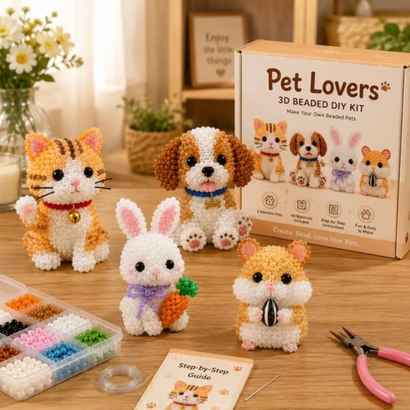 3D Perlen Tier Bastelset DIY Sicheres Material Perlen Set für Anfänger Kreatives Handgemachtes Projekt für Kinder Schul Bastelstunde Verwendung