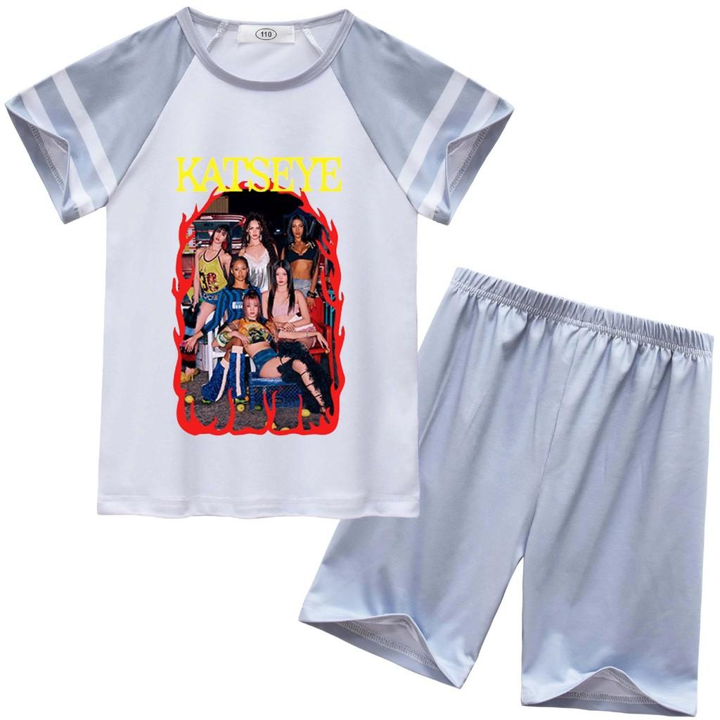 92638 Kids Girls KATSEYE Print Short Sleeves Top Pants Pajamas Sleepwear Sets
