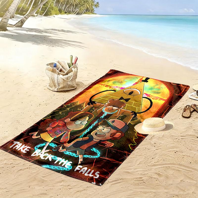 Brave Gravity Falls Print Beach Towel, Large Soft Quick Dry Towel for Beach Camping Swimming