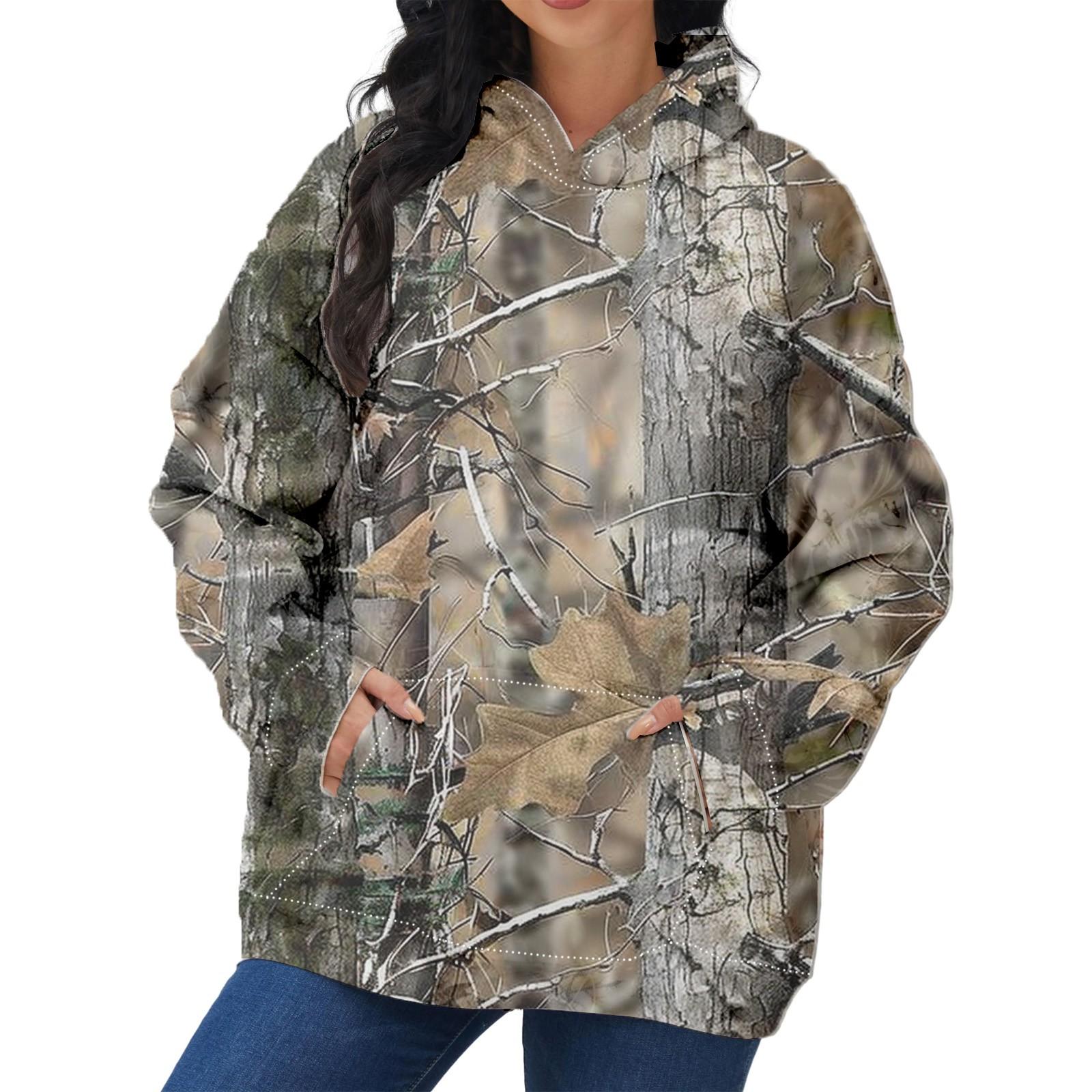 

Женская модная толстовка с капюшоном и длинным рукавом с принтом листьев регби XL