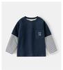 Boys Long Sleeve Cartoon Patchwork Sleeve Kids Casual Bottoming T Shirt