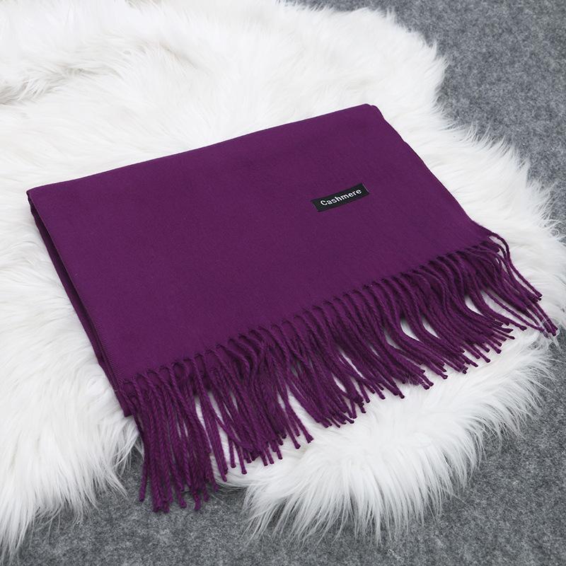 70*200 Cm Otoño E Invierno Nuevo Bufanda de Cachemira para Mujer Color Sólido Imitación Cachemira Bufanda Pull Gruesa Bordado Cachemira Chal