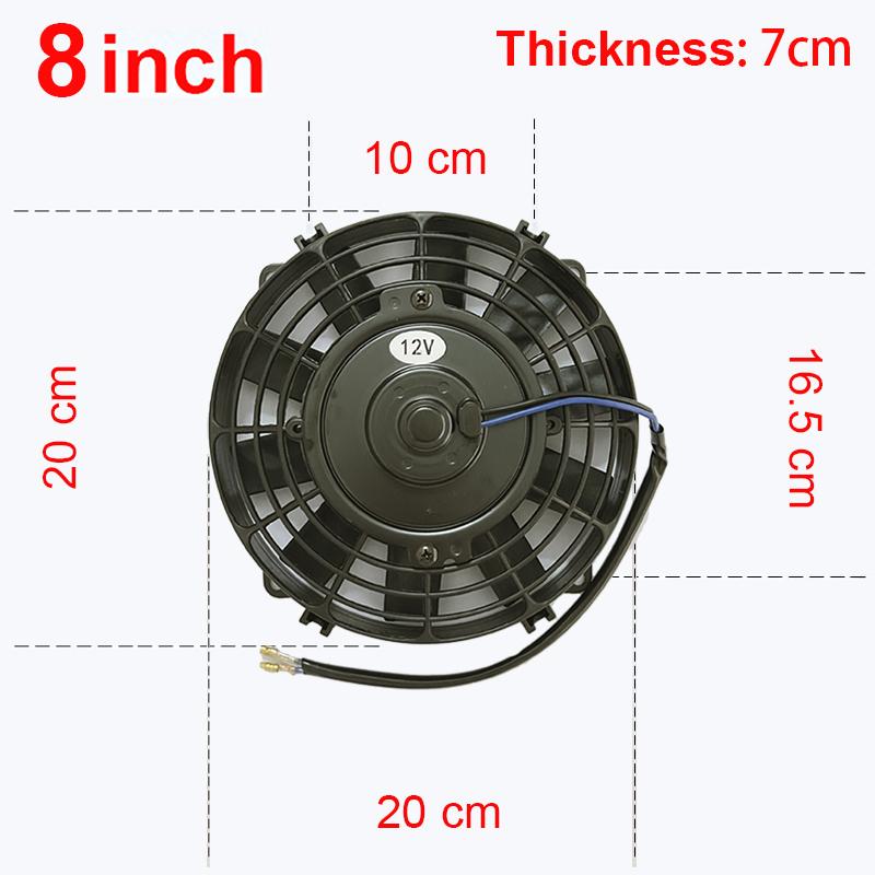 

8 9 10 12 14 Inch Universal Slim Fan Push Pull Electric Radiator Fan Air-Sucking Type Cooling & Mounting Kit 12V 80W 2100RPM 8 inches 12V