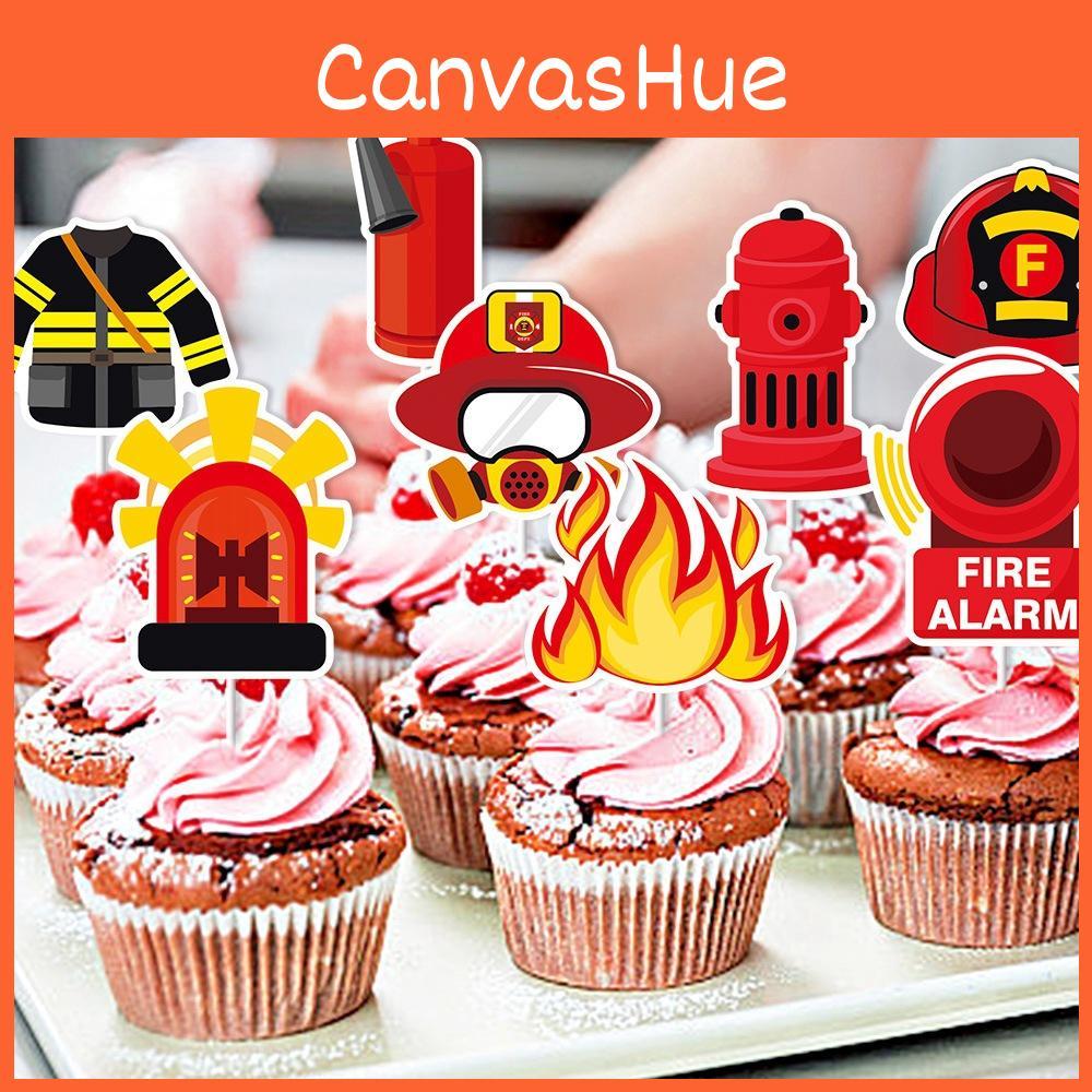 Birthday Fire Themed Cake Decoration Plugin Eight Piece Sets Party Props