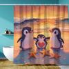 1pcs cute little penguin digital print shower curtain, polyester fabric, machine washable, stylish home bathroom decoration