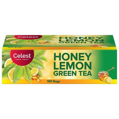 Celest Honey Lemon Green Tea Bags 100 Count Refreshing Daily Brew With Zesty Aroma Individually Wrapped Tea Bags PACK OF 1