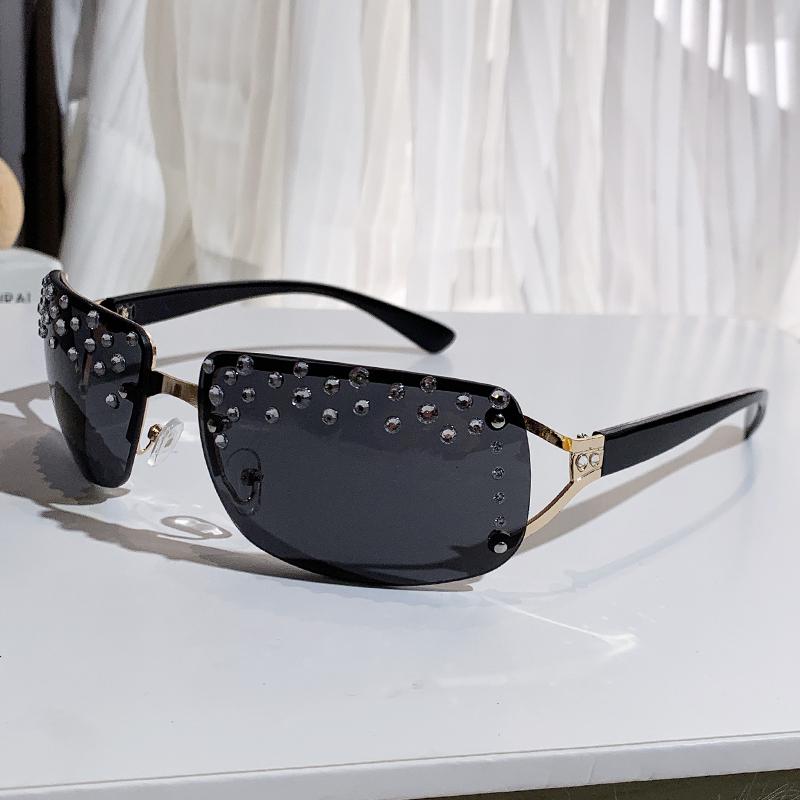 

New Fashion Handmade Diamond Women s Large Frame Sunglasses Frameless Diamond Sunglasses Women s Fashion 1024-1