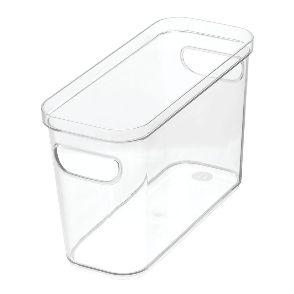Plastic Food Storage Canister Bin Stackable Clear Container Fridge Freezer Pantry Storage Durable One Touch Lid 4x10x6 Inches