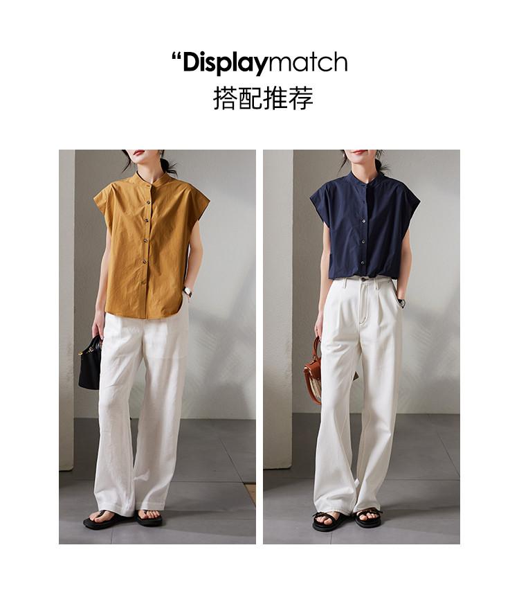 Cotton Round Neck Short Sleeved Shirt for Women, 2026 Summer Casual Versatile Solid Color Small Shirt Top