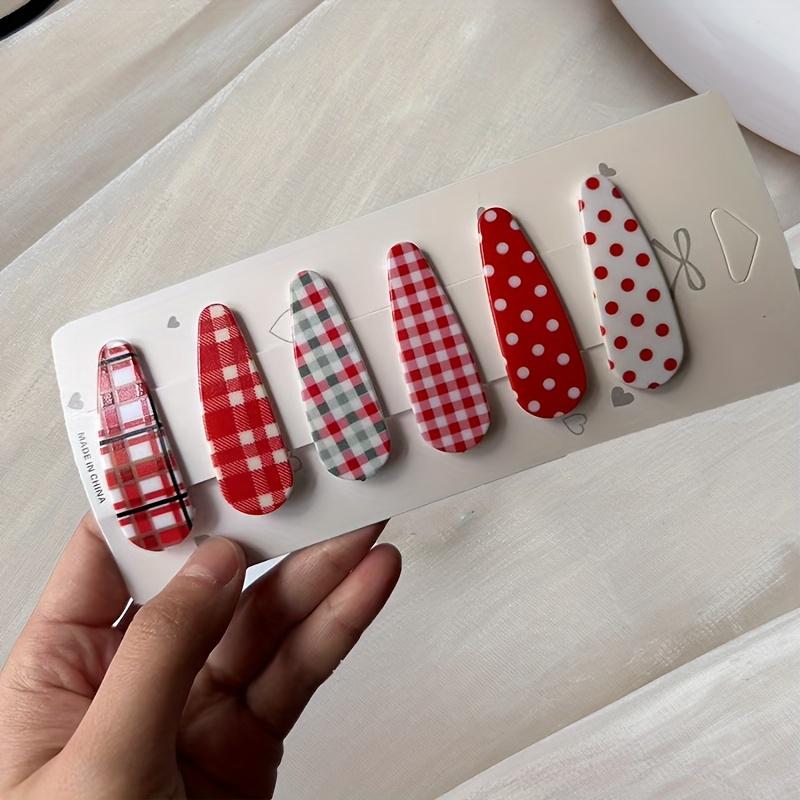 6Pcs Color Hairpin Simple and Versatile, Side Bangs Broken Hairpin, Red Polka Dot Hairpin