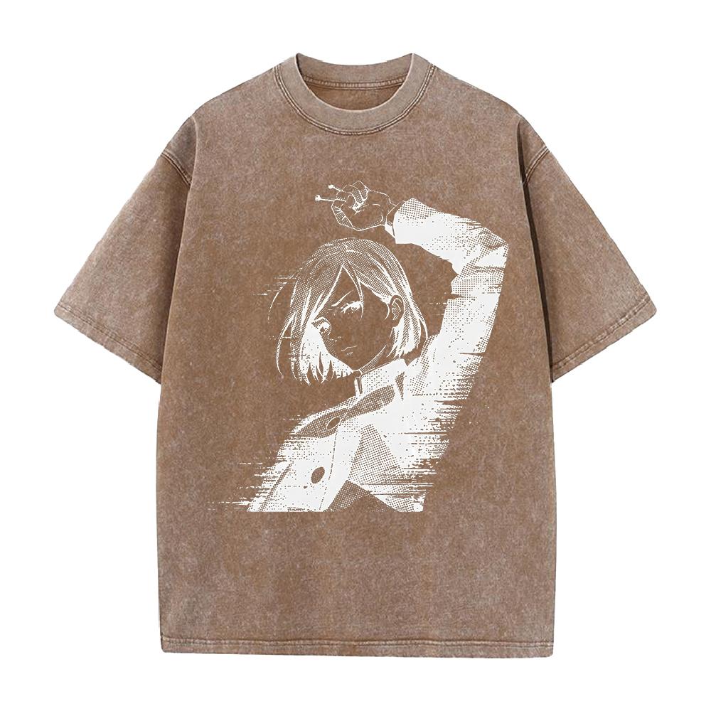 Kugisaki Nobara Potisknuté Tričko Anime Jujutsu Kaisen Oblečení Muži Ženy Retro Prané Trička Bavlněné Tričko Harajuku Unisex Tričko