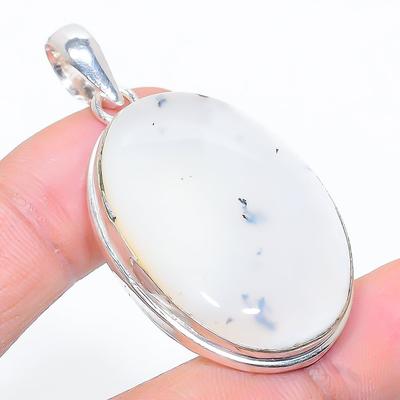 Natürlicher Dendritenopal Edelstein 925 Sterlingsilber Geschenk Anhänger 2.01" h3u43