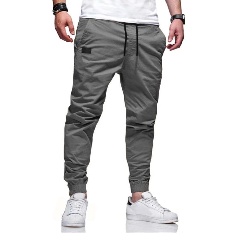 

2023 Men s European-Style Slim-Fit Jogger Workwear Trousers - Youthful Casual Long Pants XXL сірий колір