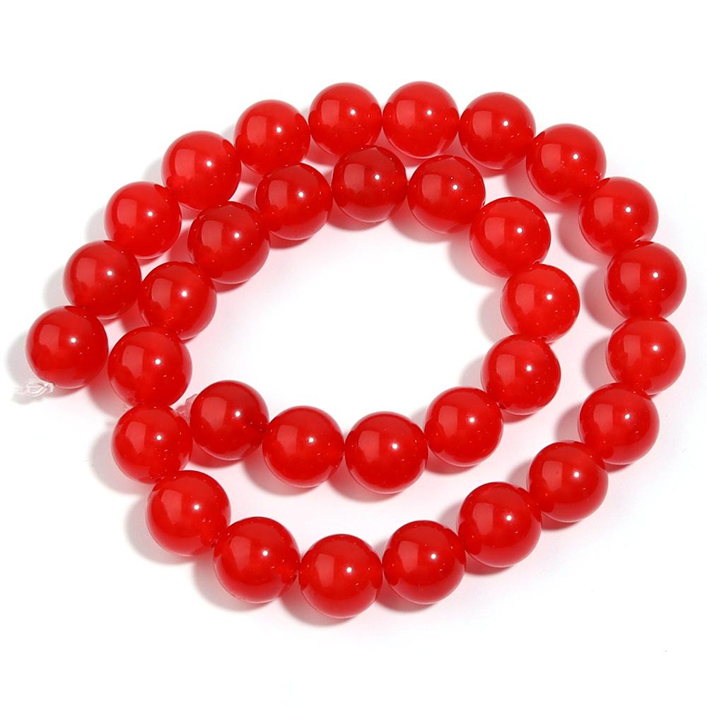 1 Strand Round Natural Stone Beads Red Color Chalcedony Stone Beads For Jewelry Making DIY Charm Necklace Bracelet Accessories