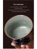 Antique Sancai Blue & White Gaiwan Kung Fu Tea Set: Cultivable Crackle Ceramic Tea Bowl & Large Cup