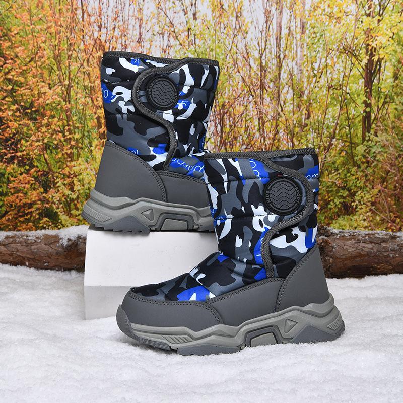 Children's Snow Boots 2025 Winter Thickened Velvet Non-slip Flat-soled Cotton Shoes Waterproof Cotton Boots Outdoor Men's and Women's Medium and