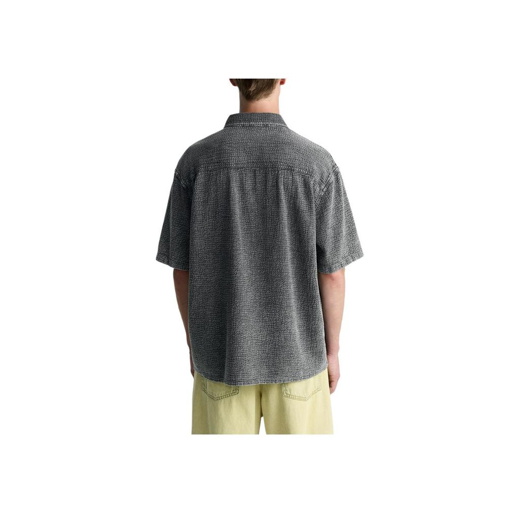 Zara Loose Washable Pure Cotton Comfortable Short Sleeve Shirt Men Shirts Gray 1437330-802