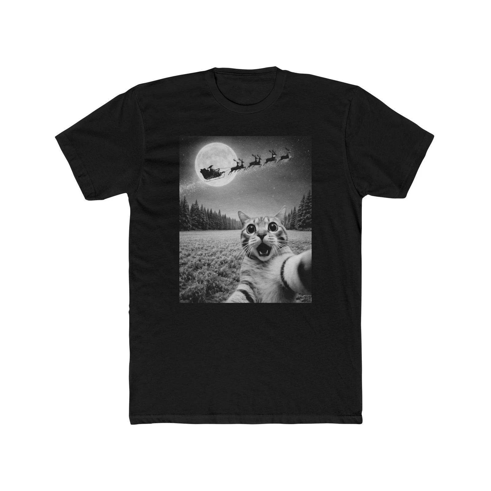Selfie Cat with Santa Sleigh T-shirt | Funny Christmas tshirt, Cat Tee 3XL