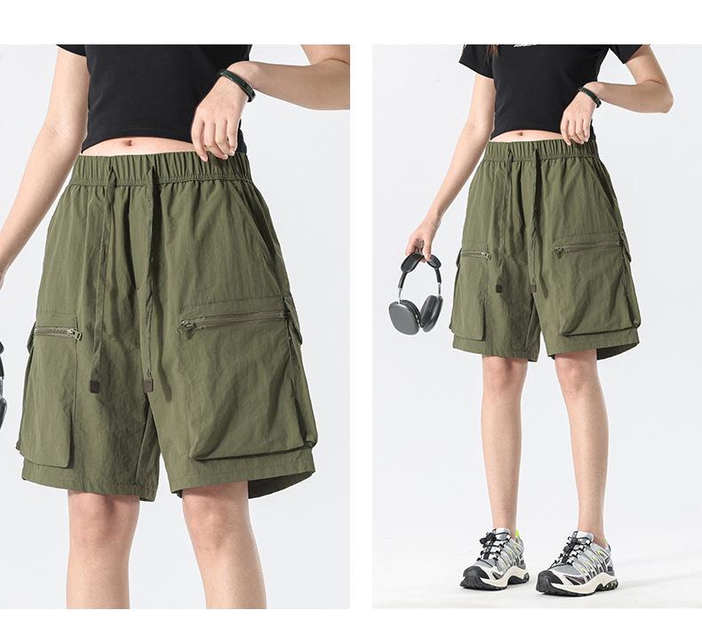 Herren Trendy Sommer Locker Gerade Cargo-Shorts - Nylon Eis Seide, Mittellang, Lässige Passform