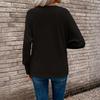 Women's Fashion Solid Color V-neck Long Sleeved Casual Pullover Base Shirt T-shirt Top