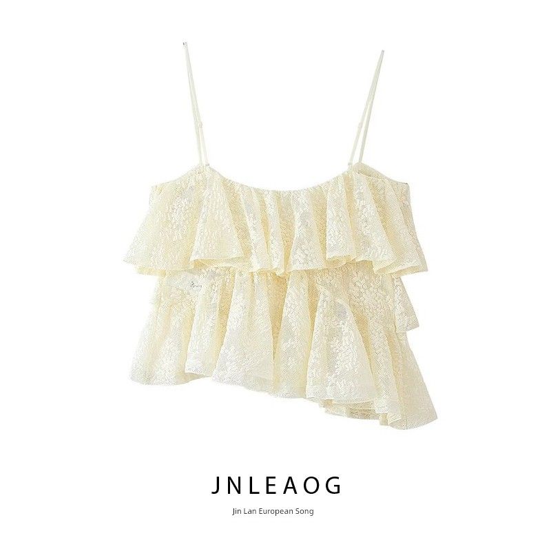 Jnleaog Spring New Arrival Women's Clothing Fashion Style French Fashion Design Lace Laminated Decoration Tops