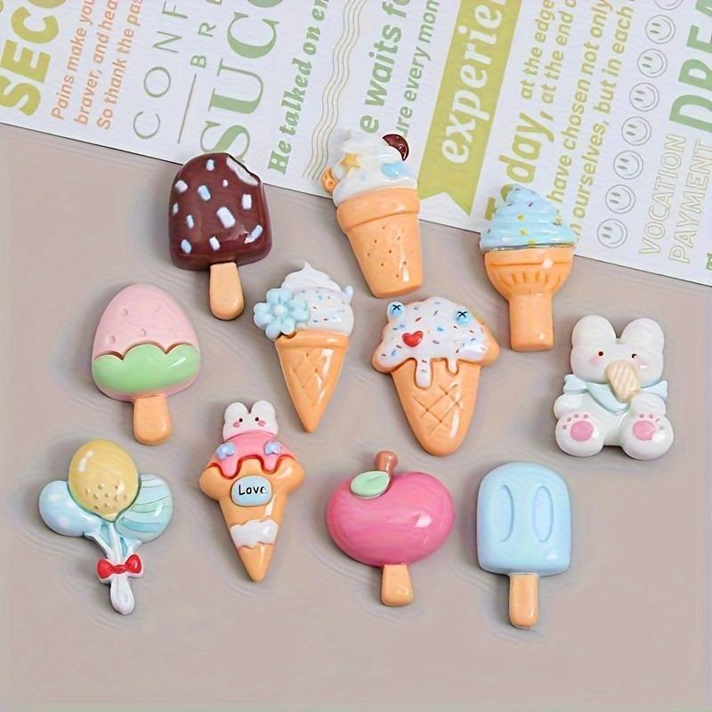 Cartoon Glossy Ice Cream Cone Popsicle Resin DIY Cream Glue Handmade Hair Clip Accessories