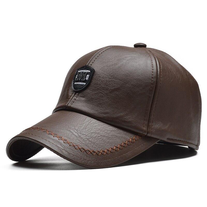 M Label Pu Leather Baseball Caps Spring And Autumn Outdoor Adjustable Casual Hats Sunscreen Hat Adjustable